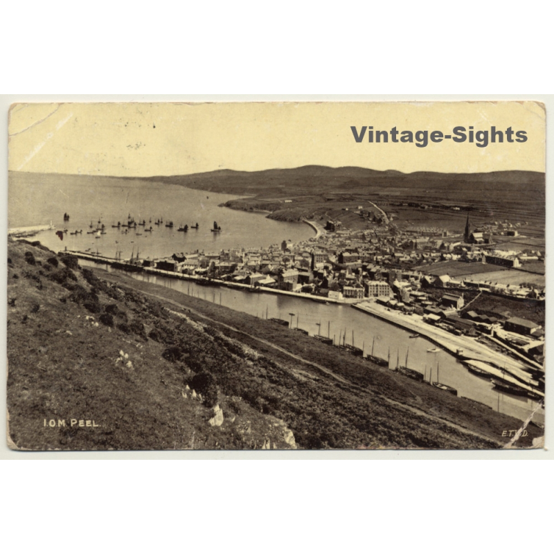 Peel / Isle Of Man: Total View - Fishing Port (Vintage PC 1909)