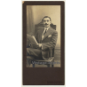 Fotografía Alemana / Las Palmas: Handsome Man With Twisted Moustache (Vintage Cabinet Card ~1910s/1920s)