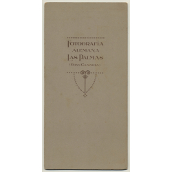 Fotografía Alemana / Las Palmas: Handsome Man With Twisted Moustache (Vintage Cabinet Card ~1910s/1920s)