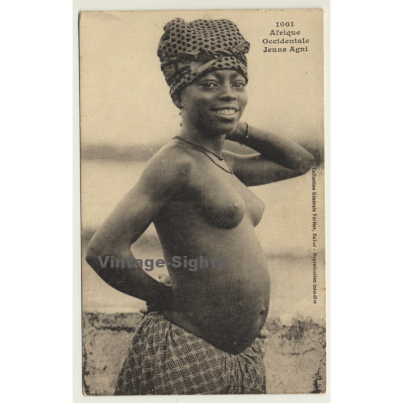 Collection Fortier: Afrique Occidentale - Jeune Agni *2 / Semi Nude - Ethnic (Vintage PC ~1910s/1920s)