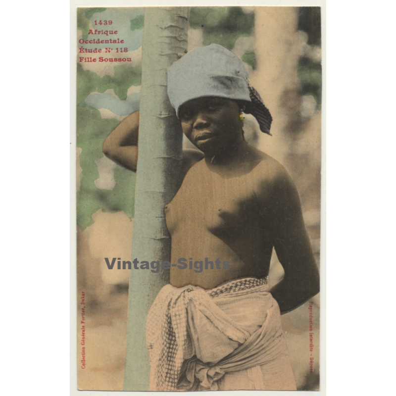 Collection Fortier: Afrique Occidentale - Fille Soussou / Semi Nude - Ethnic (Vintage PC ~1910s/1920s)