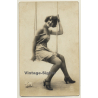 P.C. Paris 1467: Pretty French On Swing / Boudoir - Risqué (Vintage RPPC ~1910s/1920s)
