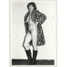 Nude Woman In Faux Fur Coat / Bush - High Boots - Small Breasts (Vintage Amateur Photo)