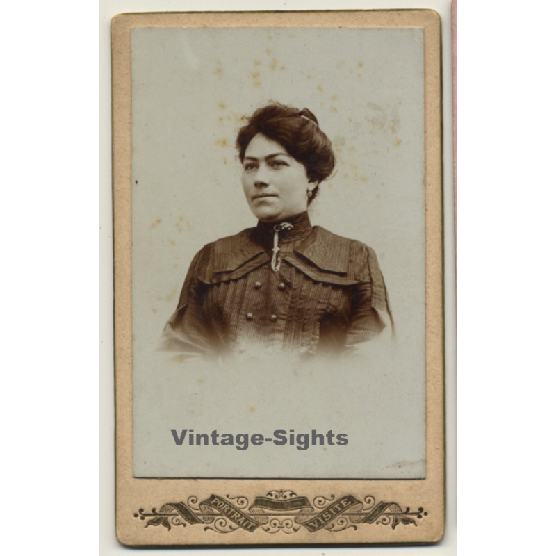 Portrait Of Unidentified Belgian Woman / Updo (Vintage Carte De Visite / CDV ~1880s/1890s)