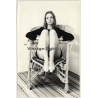 Natural Brunette In Wicker Chair / Legs - Stockings (Vintage Photo Germany ~ 1960s)