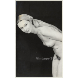 Nude Study: Pretty Natural Woman With Turban *2 (Vintage Photo Germany ~ 1960s)