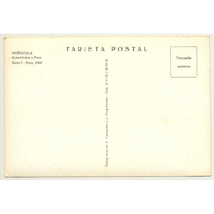Peñiscola / Spain: Acantilados Y Faro - Lighthouse (Vintage RPPC)