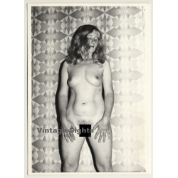 Mature Blonde Nude *2 / Psychedelic Wallpaper - Hairy Armpits (Vintage Photo GDR ~1980s)