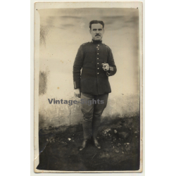 Spanish Soldier In Uniform / Moustache (Vintage RPPC ~1920s)