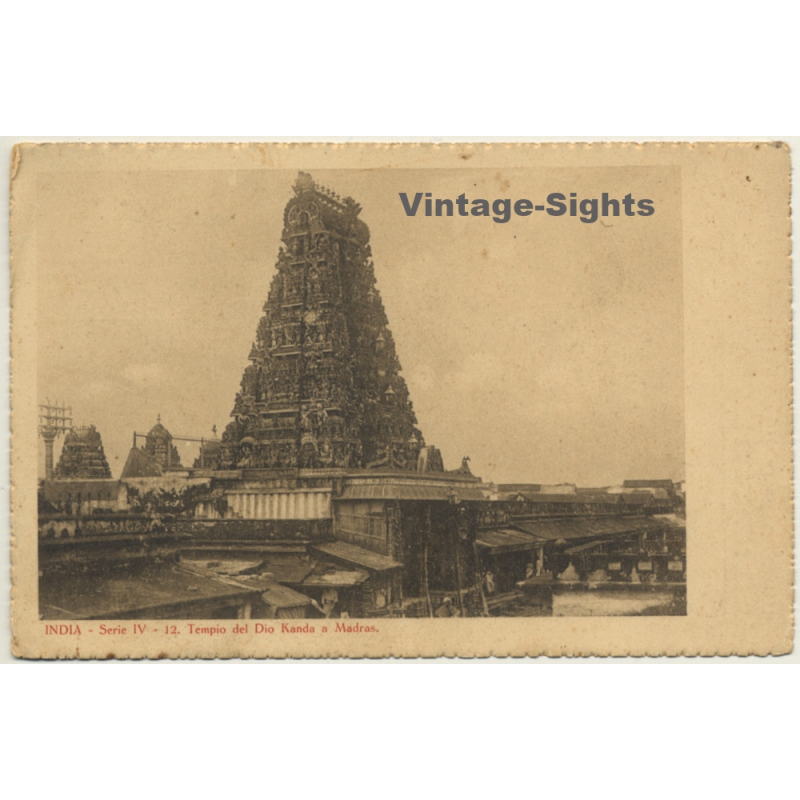 Madras / India: Tempio Del Dio Kanda / Kandhakottam Temple (Vintage PC)