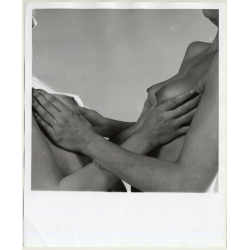 Photo Art: 2 Nude Females Hold Each Others Boobs (Vintage Photo Master B/W ~1970s)