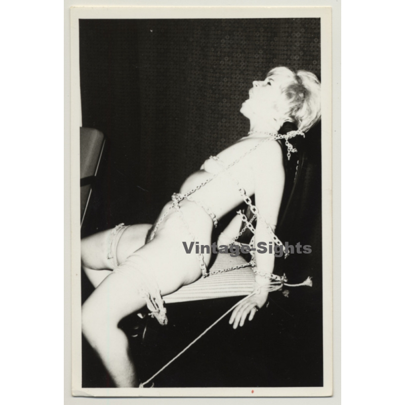 Slim Blonde Nude In Bondage *3 / Tied To Chair - BDSM (Vintage Photo ~1960s)