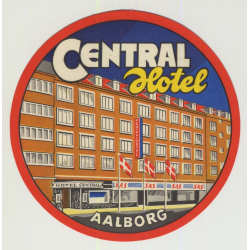 Central Hotel - Aalborg / Denmark - SAS Airline (Vintage Luggage Label)