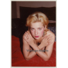 Portrait Of Blonde Nude Lying On Bed / Make-Up - Eyes (Vintage Photo France 1990s)