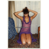 Brunette Semi Nude Teases Camera / Transparent Negligé (Vintage Photo France 1990s)
