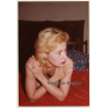 Portrait Of Blonde Nude Lying On Bed *2 / Make-Up - Eyes (Vintage Photo France 1990s)