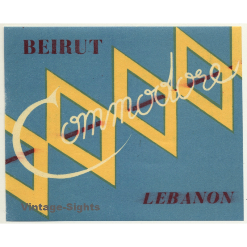 Lebanon Beirut Original Vintage Luggage Stickers/labels Commodore Hotel 