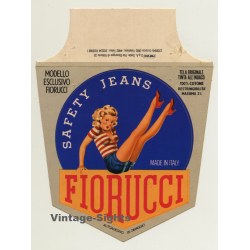 Rare Vintage Fiorucci Jeans Pinup Sticker / Decal  - Large (Italy 1980s)