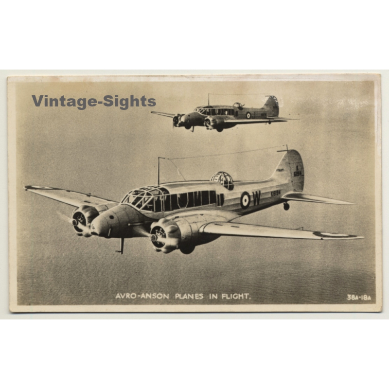 Royal Air Force: Avron-Anson Planes In Flight (Vintage RPPC)