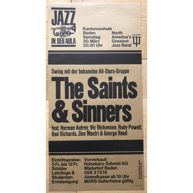 Jazz In Der Aula: The Saints & Sinners 1968 (Vintage Jazz Concert Poster)
