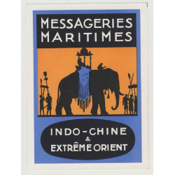 Messageries Maritimes Shipping Company - Elephant (Vintage Luggage Label)