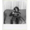 Boozed Semi Nude Curlyhead On Couch / Wine Bottle (Vintage Photo Master B/W ~1970s)