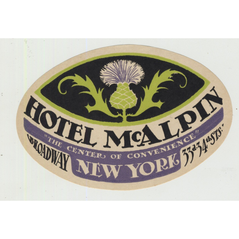 Hotel McAlpin - New York, Broadway / USA (Vintage Luggage Label)