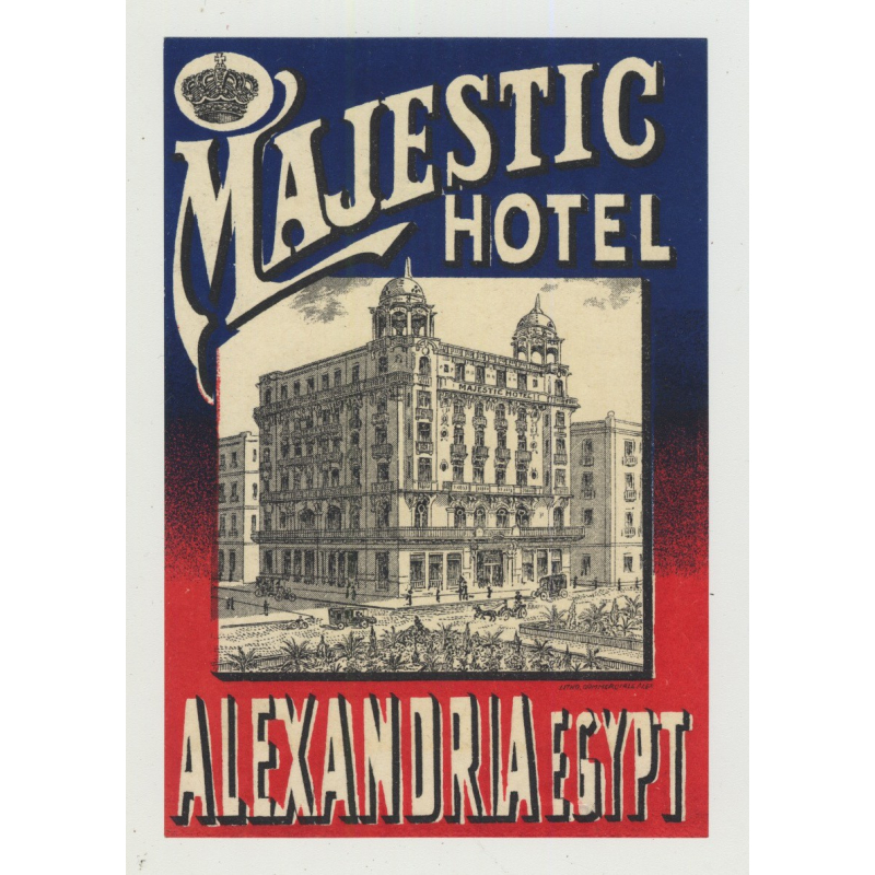 Majestic Hotel - Alexandria / Egypt (Vintage Luggage Label ~1920s)