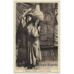 Morocco: La Femme À L'Amphore / Topless - Risqué - Ethnic (Vintage PC ~1920s)