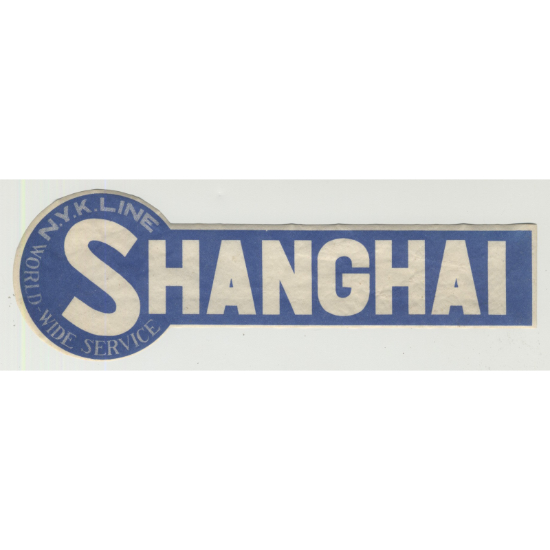 N.Y.K. Shipping Line To Shanghai (Vintage Luggage Label)