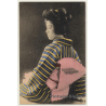 Japan: Geisha In Traditional Costume / Kimono (Vintage Hand Tinted PC ~1930s)