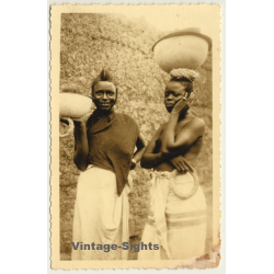 2 Native African Females Head-Carrying Goods / Risqué - Ethnic...