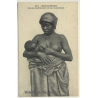 Madagascar: Zafimaniry Woman Breastfeeding Baby / Risqué - Ethnic (Vintage PC ~1910s)