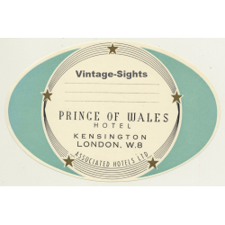 London / UK: Prince Of Wales Hotel, Kensington (Vintage Luggage Label)