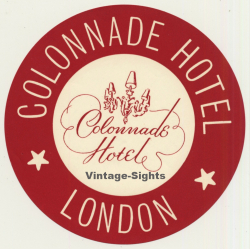 London / UK: Colonnade Hotel - Red (Vintage Luggage Label)