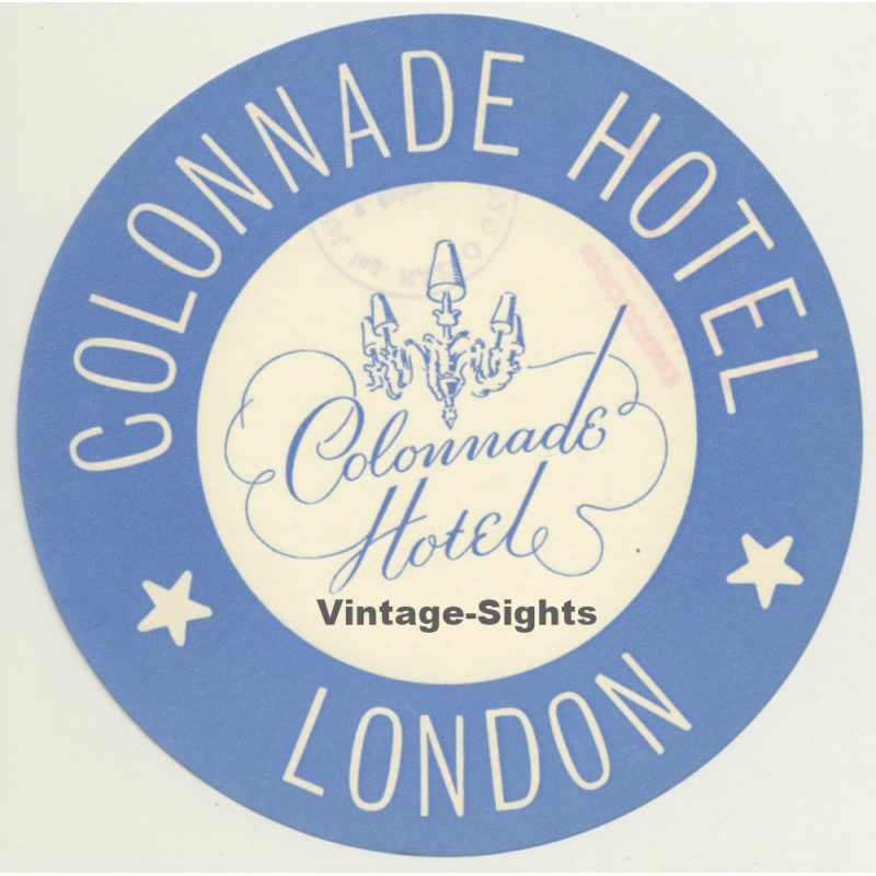London / UK: Colonnade Hotel - Blue (Vintage Luggage Label)