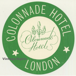 London / UK: Colonnade Hotel - Green (Vintage Luggage Label)