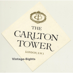 London / UK: The Carlton Tower Hotel (Vintage Luggage Label)