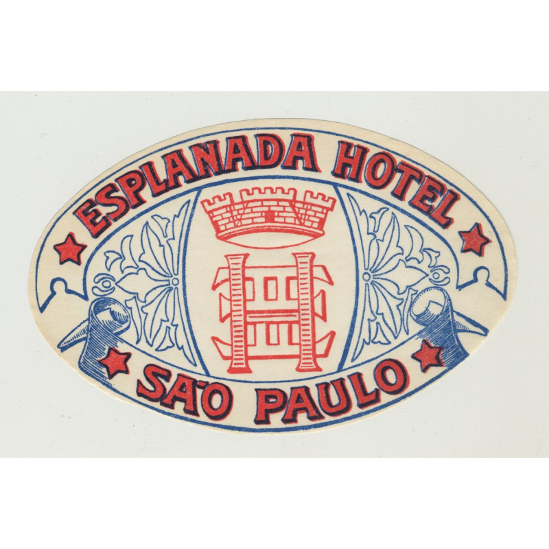 Esplanada Hotel Sao Paolo / Brazil (Vintage Luggage Label)