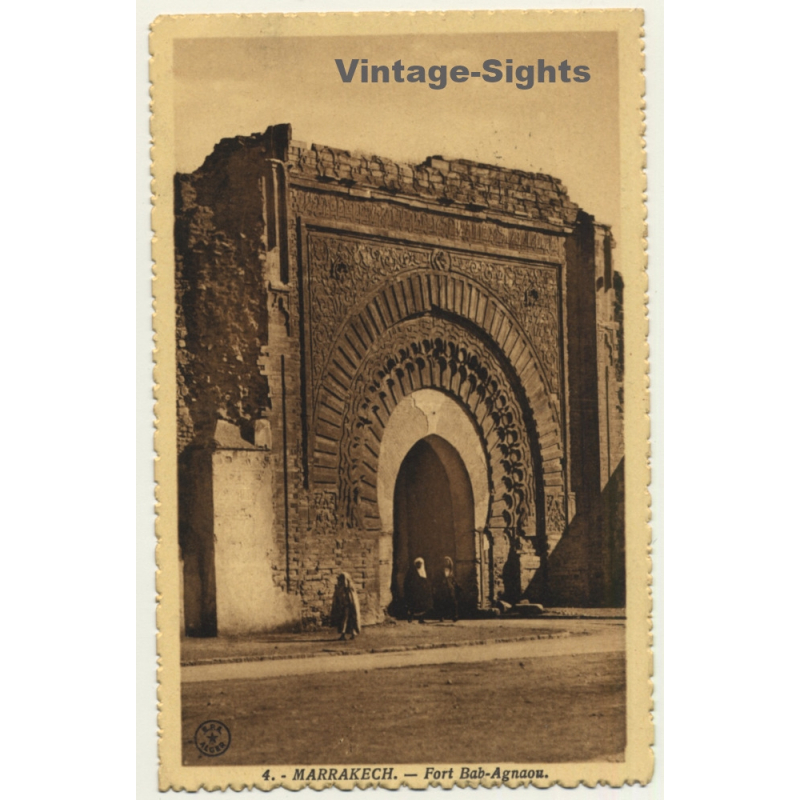 Marrakech / Morocco: Fort Bab-Agnaou / Field Postmark Escadre Aérienne (Vintage PC 1937)