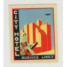 City Hotel - Buenos Aires / Argentina (Vintage Luggage Label / Art Deco)