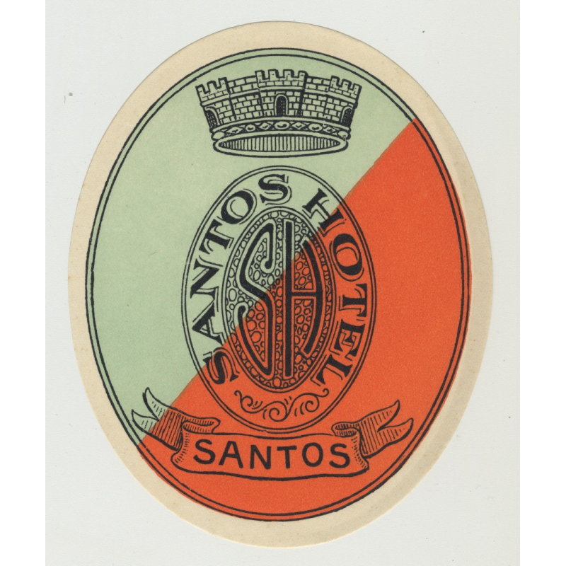 Santos Hotel - Santos / Brazil (Vintage Luggage Label)