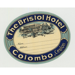 The Bristol Hotel - Colombo / Ceylon (Sri Lanka) (Vintage Luggage Label)