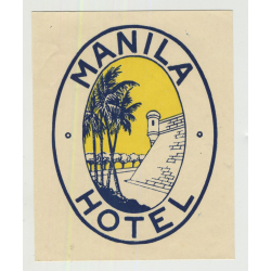 Manila Hotel - Manila / Philippines (Vintage Luggage Label) PALM TREE