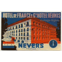 Nevers / France: Hotel De France & Grand Hotel Réunis (Vintage Luggage Label)