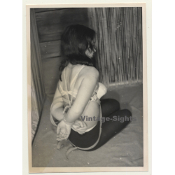 Brunette Semi Nude In Belt Bondage *1 / BDSM (Vintage Photo 1964)