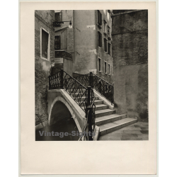 Venice / Italy: Ponte Storto (Large Vintage Photo Gelatin Silver ~1950s/1960s)