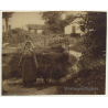 Belgian Peasant Woman Pulls Hay Cart (Vintage Photo ~ 1900s/1910s)
