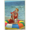 Blonde Pinup Girl In Swim Ring / Swimsuit (Vintage PC C.Y.Z. 1960s)
