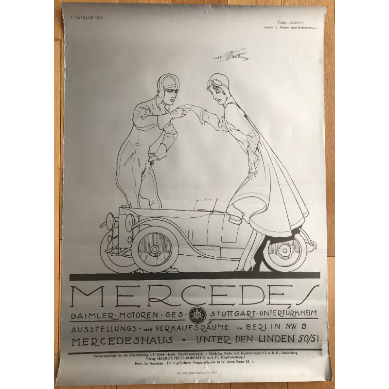 Mercedes 1. Januar 1918 (Poster DIN A1 1980s) ARBITER - DAIMLER BENZ
